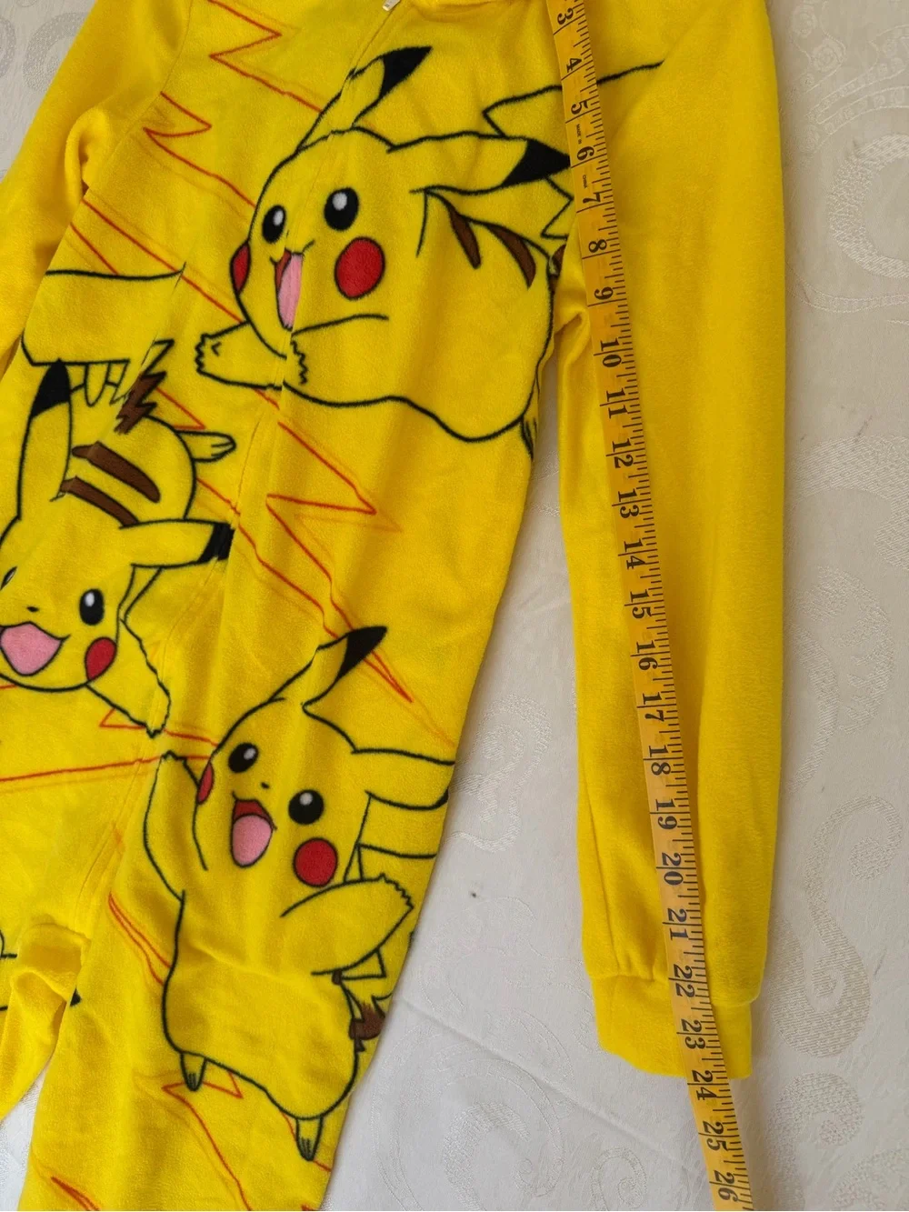 Pikachu Yellow Kids One-Piece Hoodie Pajamas